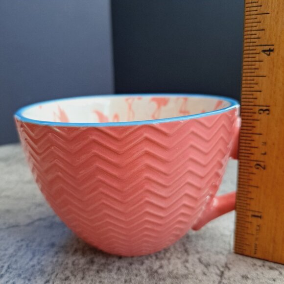 Pfaltzgraff Pink Flamingo Print Chevron Pattern Mug Coffee Cup Wide Mouth 12
OZ - Picture 5 of 7